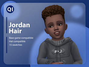 Sims 4 — Jordan Hair by qicc — A short curly hairstyle with an undercut. - Maxis Match - Base game compatible - Hat