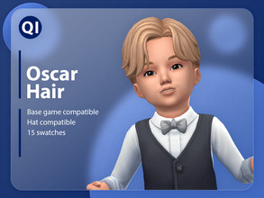 Sims 4 — Oscar Hair by qicc — A short middle part hairstyle. - Maxis Match - Base game compatible - Hat compatible -