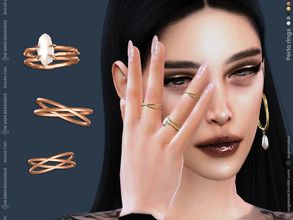 Sims 4 — Perla rings by sugar_owl — Set of three female rings with a natural freshwater pearl. - new mesh - base game