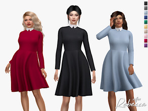 Sims 4 — Rebecca Dress by Sifix2 — A short, long-sleeved dress with a collar available in 10 colors for teen, young adult