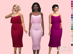 Sims 4 — Raelle Dress by Sifix2 — A calf-length layered pencil dress available in 20 colors for teen, young adult and