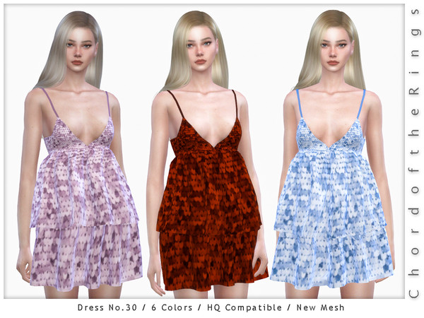 Sims 4 — Dress No.30 by ChordoftheRings — ChordoftheRings Dress No.30 - 6 Colors - New Mesh (All LODs) - All Texture Maps