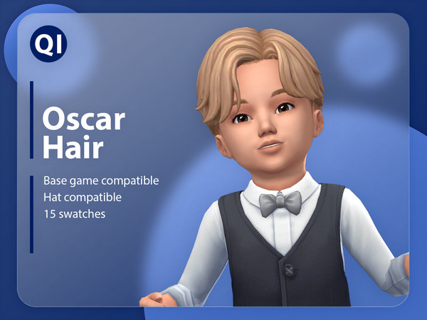 Sims 4 — Oscar Hair by qicc — A short middle part hairstyle. - Maxis Match - Base game compatible - Hat compatible -