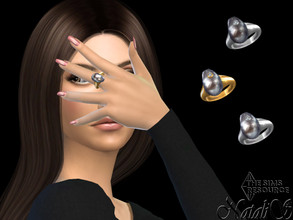 Sims 4 — Baroque pearl signet by Natalis — Baroque pearl signet. 2 pearl color options. 2 metal color options. Female