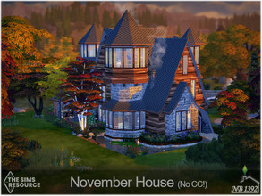 Sims 4 — November House (No CC!) by nobody13922 — Large family home in autumn colors with modern interior. Warm and cozy.
