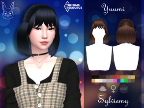Sims 4 — Yuumi Hairstyle by Sylviemy — Short bang hair New Mesh Maxis Match All Lods Base Game Compatible Hat Compatible