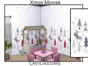 Sims 4 — Moose by lavilikesims — A cute wallpaper for christmas, featuring a moose in a forest comes in 6 swatches and