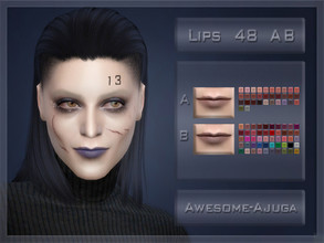 Sims 4 — Lips 48AB by Awesome-ajuga — 32 swatches for A and 50 swatches for B HQ textures custom thumbnails teen to elder