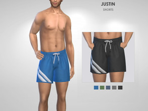 Sims 4 — Justin Shorts by Puresim — Swim shorts for men in 5 colors.