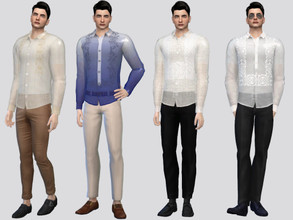 Sims 4 — Casual Barong Tagalog by McLayneSims — TSR EXCLUSIVE Standalone item 8 Swatches MESH by Me NO RECOLORING Please