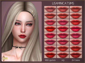 Sims 4 — LMCS Lipstick N93 (HQ) by Lisaminicatsims — -New Mesh -24 swatches -All Skin