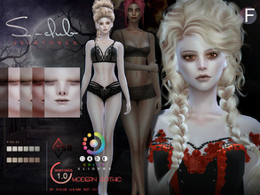 Sims 4 — Modern Gothic skintones Gskin 1.0 F by S-Club — Modern Gothic skintones, young to elder, 17 swatches for the