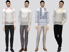 Sims 4 — Organza Barong Tagalog by McLayneSims — TSR EXCLUSIVE Standalone item 5 Swatches MESH by Me NO RECOLORING Please