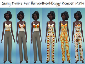 Sims 4 — Giving Thanks For HarvestFest-Baggy Romper Pants by FreeganCreations — Gobble Gobble, My Freegan Turkeys! This