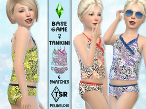 Sims 4 — Animal Print Tankini by Pelineldis — A cool tankini with animal print for girls in four color variations.