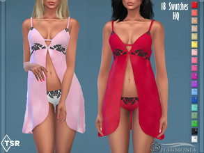 Sims 4 — Satin Open Front Nightwear Dress by Harmonia — New Mesh All Lods 18 Swatches Please do not use my textures.