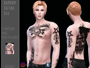 Sims 4 — Random Tattoo V54 by Reevaly — 2 Swatches. Teen to Elder. Male. Works with all Skins and Overlays. Base Game