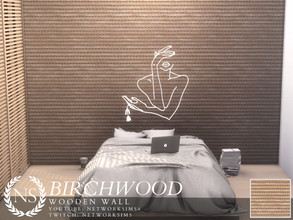 Sims 4 — Birchwood Wooden Wall by networksims — A light brown wooden wall with horizontal planks.