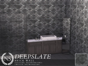 Sims 4 — Deepslate Brick Wall by networksims — A grey and black brick wall.