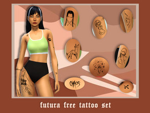 Sims 4 — Futura Free Tattoo Set by lotuswhim — tattoo set - 14 swatches for mix and match and 1 swatch with all tattoos