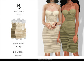 Sims 3 — Sheer Mesh Midi Dress by Bill_Sims — This midi dress features a sheer-mesh ruched fabric with underwired cups
