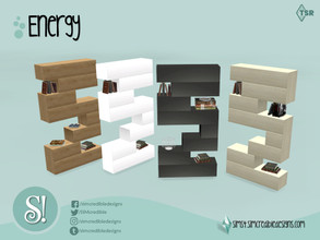 Sims 4 — Energy Bookcase by SIMcredible! — by SIMcredibledesigns.com available at TSR 4 colors variations