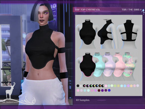 Sims 4 — TOP CYBTREVOL by DanSimsFantasy — Shirt with a high neckline with an oval structure on the front and a straight