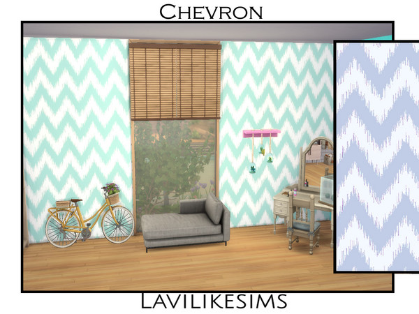 Sims 4 — Chevron by lavilikesims — A fuzzy chevron pattern in 6 cool colours base game friendly