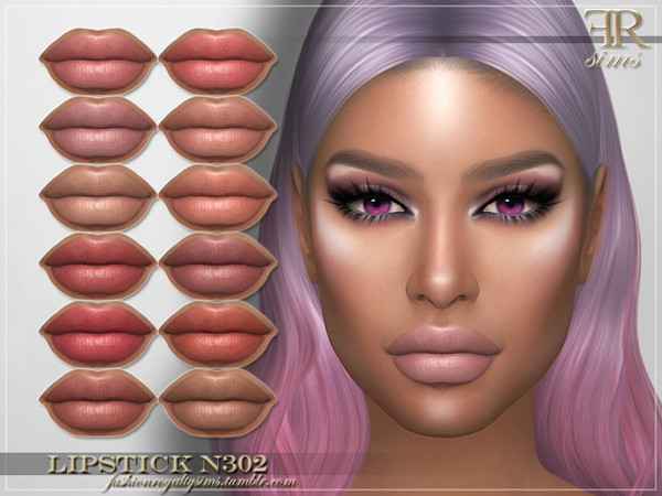 Sims 4 — Lipstick N302 by FashionRoyaltySims — Standalone Custom thumbnail 12 color options HQ texture Compatible with HQ