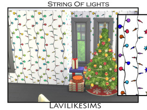 Sims 4 — String of lights by lavilikesims — Vertical stripes of christmas lights give your room a fun edge Base game