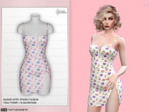 Sims 4 — Sweet Print Dress MC303 by mermaladesimtr — New Mesh 5 Swatches All Lods Teen to Elder For Female