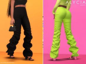 Sims 4 — ALYCIA | pants by Plumbobs_n_Fries — Ruched High Waisted Pants New Mesh HQ Texture Female | Teen - Elders 14