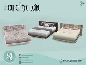 Sims 4 — Call of the wild bed by SIMcredible! — by SIMcredibledesigns.com available at TSR 3 colors variations