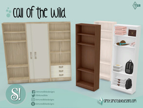 Sims 4 — Call of the wild shelves by SIMcredible! — by SIMcredibledesigns.com available at TSR 4 colors variations 
