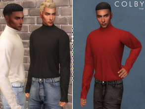 Sims 4 — COLBY | top by Plumbobs_n_Fries — High Neck Long-Sleeve Top. New Mesh HQ Texture Male | Teen - Elders Cold