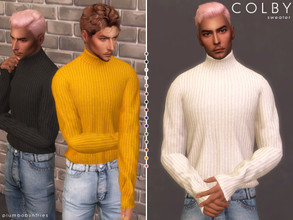 Sims 4 — COLBY | sweater by Plumbobs_n_Fries — High Neck Wool Sweater New Mesh HQ Texture Male | Teen - Elders Cold