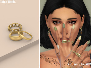 Sims 4 — Mira Rings Both by christopher0672 — This is a simple set that includes 3 rings: 1 chunky chain ring plus 2 dome
