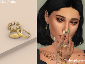 Sims 4 — Mira Rings Right by christopher0672 — This is a simple set that includes 3 rings: 1 chunky chain ring plus 2