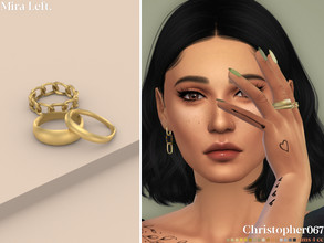 Sims 4 — Mira Rings Left by christopher0672 — This is a simple set that includes 3 rings: 1 chunky chain ring plus 2 dome