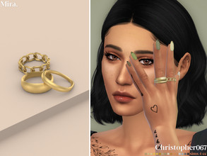 Sims 4 — Mira Rings by christopher0672 — This is a simple set that includes 3 rings: 1 chunky chain ring plus 2 dome