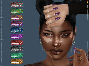 Sims 4 — Sparkly nails by sugar_owl — Female long sparkle nails. Fingernails category. - new mesh - base game compatible