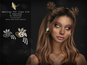 Sims 4 — Earrings 006 Type A + B by AurumMusik — New earrings set with diamonds and pearls in silver and gold by Aurum