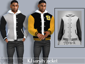 Sims 4 — KJ varsity jacket by akaysims — A varsity jacket with a hoodie in 10 colors. 