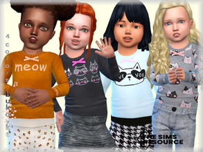 Sims 4 — Cat Shirt  by bukovka — Sweater for toddlers of girl. Installed autonomously, suitable for the base game. 4