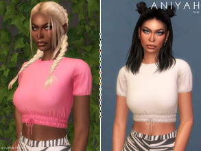 Sims 4 — ANIYAH | top by Plumbobs_n_Fries — Short Sleeve, Crop Top with Elastic Band. New Mesh HQ Texture Female | Teen -