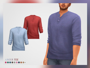 Sims 4 — Angus Tee by pixelette — A basic henley t-shirt for everyday use! - New mesh / EA mesh edit - BGC - All LODs -