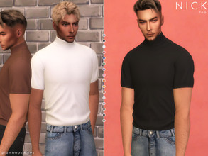 Sims 4 — NICK | top by Plumbobs_n_Fries — High Neck, Short Sleeve Top New Mesh HQ Texture Male | Teen - Elders Hot