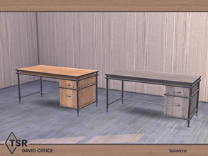 Sims 4 — David Office. Desk by soloriya — Industrial wooden desk. Part of David Office set. 2 color variations. Category: