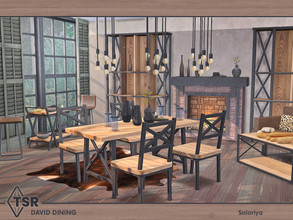 Sims 4 — David Dining by soloriya — Industrial furniture for dining rooms. The set includes 11 objects: --cabinet,
