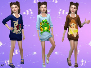 Sims 4 — Embroidered sweatshirt dress by MeuryVidal — Dress with embroidery for your little girl's daily life.